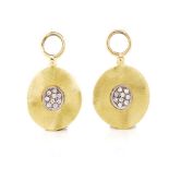 Diamond set two tone gold earring pendants