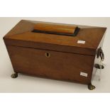 William IV honey mahogany & ebony tea caddy