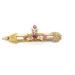 Victorian red gemstone and yellow gold brooch