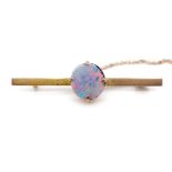 Antique opal doublet and 9ct yellow gold brooch
