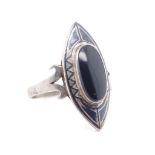 Mid century Niello and silver ring