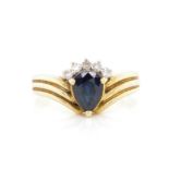 Sapphire and diamond set 18ct yellow gold ring