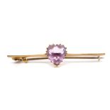Antique amethyst heart and 9ct rose gold bar