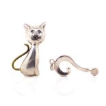 Silver Cat brooch and a question mark pendant