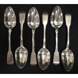 George III Six sterling silver large soup spoons
