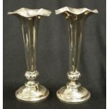Pair Victorian sterling silver flute vases