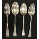 Four Georgian sterling silver dessert spoons