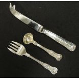 Three pieces sterling silver serving items