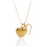 9ct yellow gold pendant, locket and chain necklace