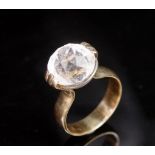 Old cut quartz and yellow gold dress ring