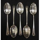 Set five George V sterling silver dessert spoons