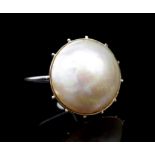 Mabe pearl and 9ct white gold single ear clip