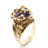 Sapphire and diamond set 18ct yellow gold ring