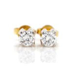 Diamond set two tone 18ct gold stud earrings