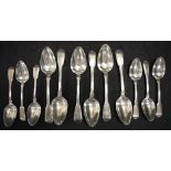 George III 12pc sterling silver spoons