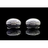 Sterling silver Rugby ball wing back cufflinks