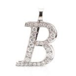 Diamond and 18ct white gold "B" pendant