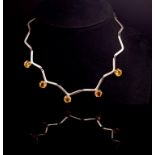 Modernist citrine and sterling silver choker