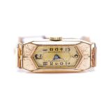 Art Deco rose gold lined ladies watch