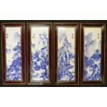 Group four Chinese framed ceramic panels