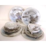 Three Japanese egg shell china trios