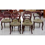 Set of 6 antique balloon back chairs