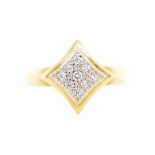 Pave diamond set 18ct yellow gold cluster ring