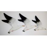 Three graduated Beswick flying seagull wall plaque