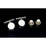 Mid century onyx and 9ct white gold cufflinks