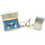 Ladies vintage watch group and ear clips