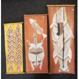 Three Australian Indigenous art works on bark