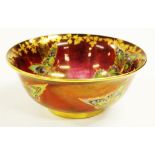 Early Crown Devon lustre butterfly bowl