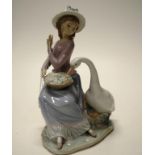 Lladro Woman with Goose figure