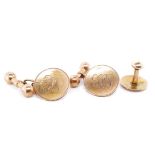 Antique 9ct rose gold cufflinks and a dress stud