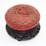 Chinese Cinnabar lidded trinket box