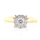 Diamond set 18ct yellow gold cluster ring