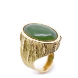 Nephrite jade and 18ct yellow gold Modernist ring