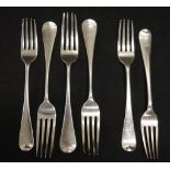 Six sterling silver forks
