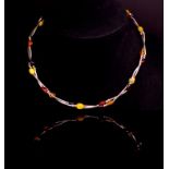 Multi colour Baltic amber and silver necklace