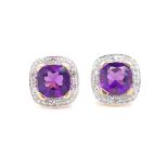 Amethyst and 9ct yellow gold stud earrings