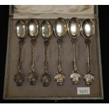 Cased set 'Harlingen' Holland silver coffee spoons