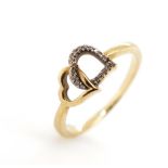 Diamond and 10ct yellow gold open heart ring