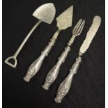Collection three silver handled cutlery pieces