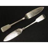 Pair Victorian sterling silver serving knives