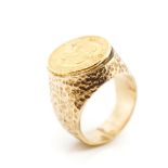 Yellow gold "Pesos" coin ring