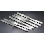 Six Austro-Hungarian silver handle dinner knives