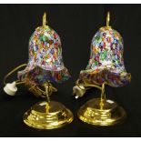 Pair brass based electric bedside lights