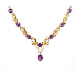 Amethyst and pearl set 9ct yellow gold lavaliere