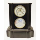 Victorian French ebonized mantle clock & calander