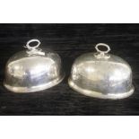 Pair of good Victorian silver plate food domes